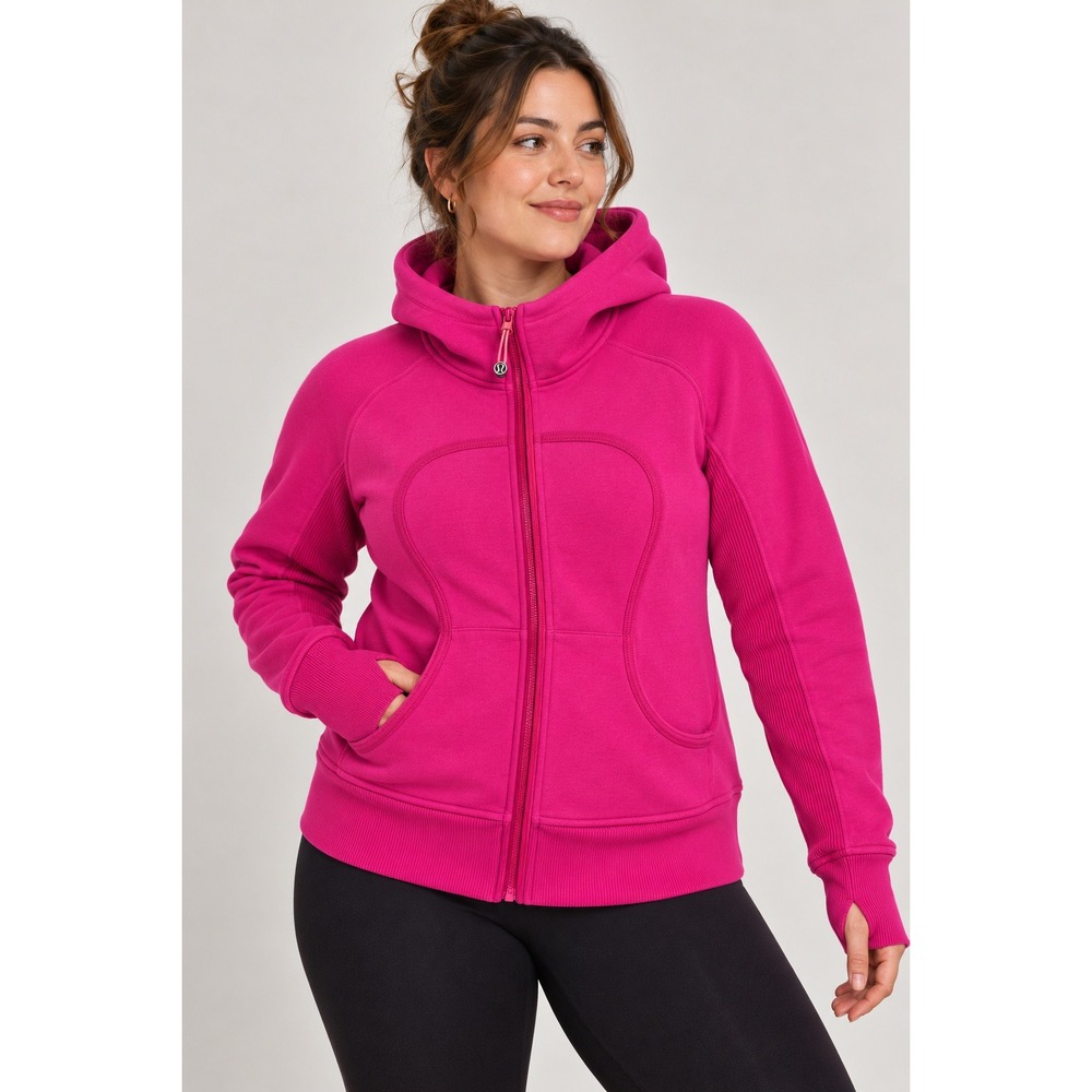 Lululemon Scuba Hoodie Full Zip Magenta Pink Fleece Sweatshirt Size 10